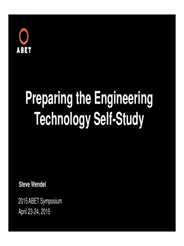 Preparing The Engineering Technology Self-Study: Steve Wendel | PDF ...