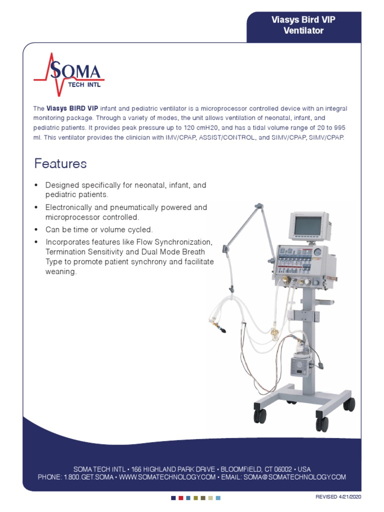 Viasys Bird VIP Infant Pediatric Ventilator | PDF | Respiratory System ...