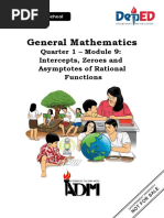 General Mathematics: Quarter 1 - Module 9: Intercepts, Zeroes and Asymptotes of Rational Functions