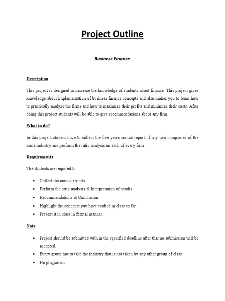 Project Outline: Business Finance | PDF | Career & Growth | Business