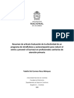 Resumen de Articulo Evaluación de La Efectividad de Un Programa de Mindfulness y Autocompasión para Reducir El Estrés y Prevenir El Burnout en Profesionales Sanitarios de Atención Primaria