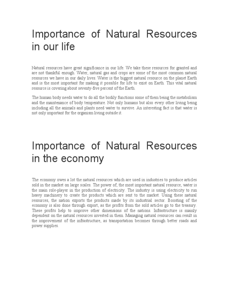Importance of Natural Resources | PDF