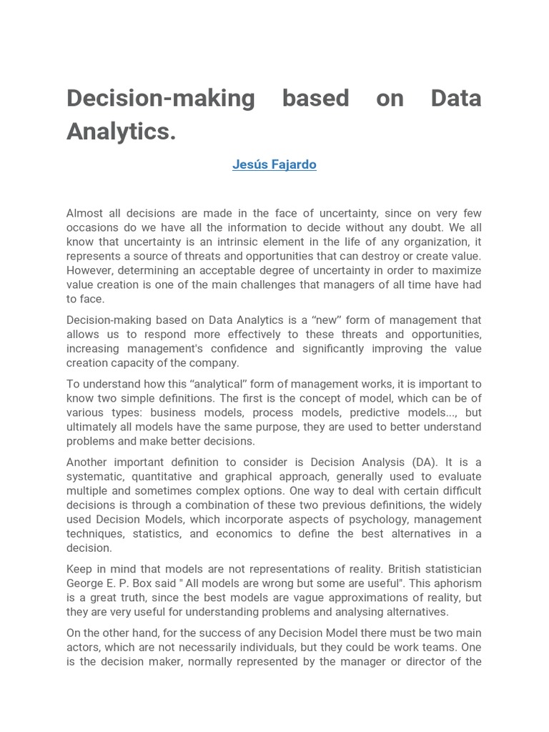 Data-Driven Decision Making Insights | PDF | Analytics | Conceptual Model