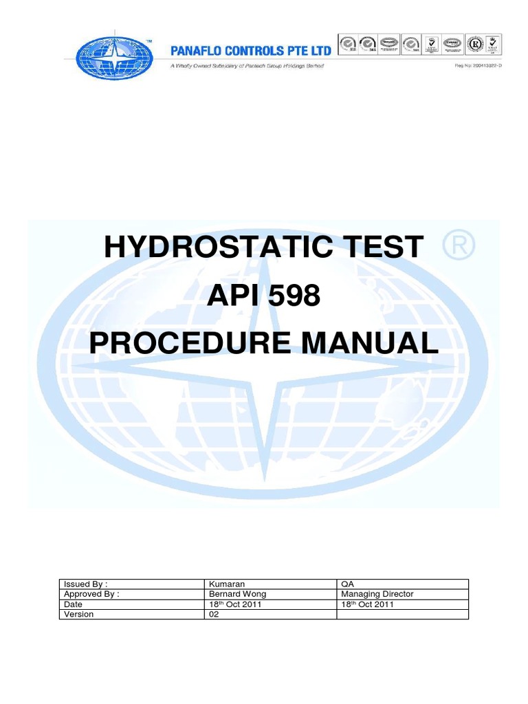 Hydrostatic Test API 598 Procedure Manual PDF