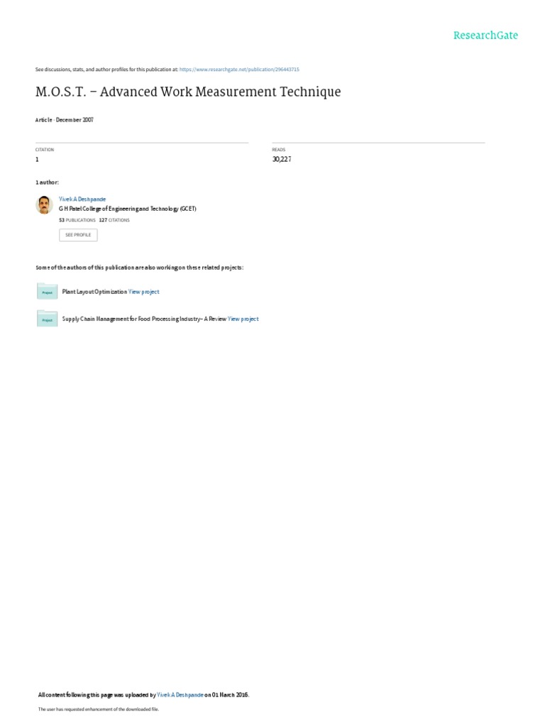 MOST Work Measurement Technique Explained | PDF | Science | Science And ...