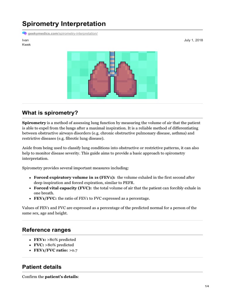 Spirometry Interpretation PDF Respiratory Diseases Lung