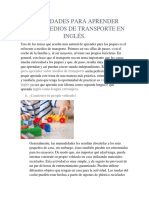 Actividades para Aprender Sobre Medios de Transporte PDF