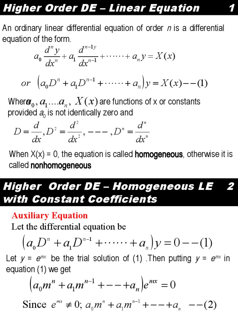 Higher Order Linear Differential Equations | PDF | Ordinary ...