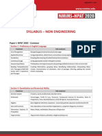 Syllabus - Non Engineering: Paper I: NPAT 2020 - Common