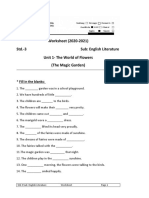 STD 3 - English Literature - CH 1 - Worksheet
