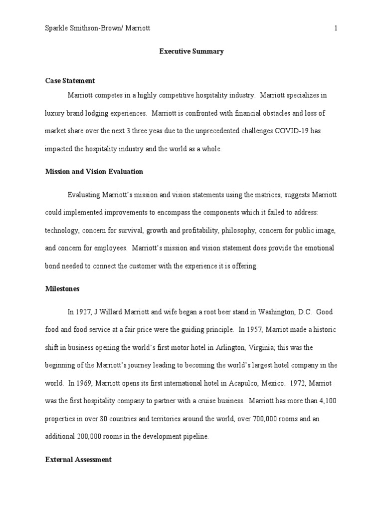 Executive Summary | PDF | Marriott International | Swot Analysis
