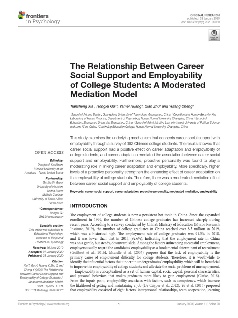 The Relationship Between Career Social Support and | PDF | Social ...