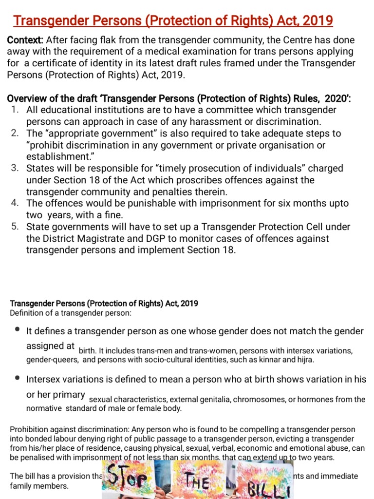 Transgender Persons Act 2019 Overview | PDF | Transgender | LGBTQIA+ ...