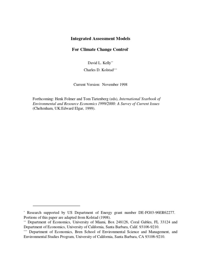 Integrated Assessment Models For Climate Change Control | PDF | Global ...