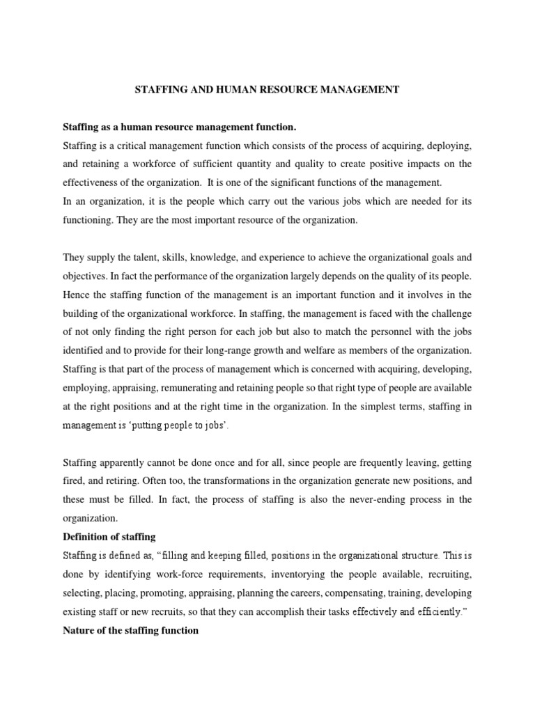 Staffing and Human Resource Management | PDF | Human Resources | Employment