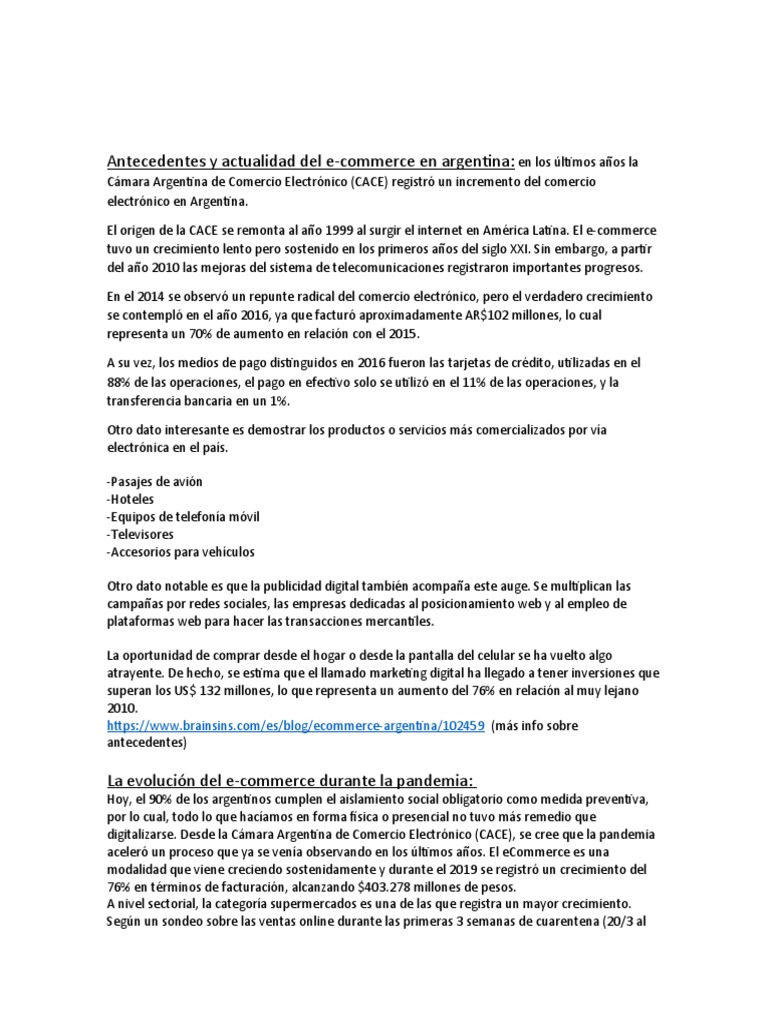 Evolución del e-commerce en Argentina | PDF | Comercio electrónico ...