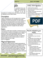 Engl 1010 Project 2 Literacy Profile Assignment Sheet