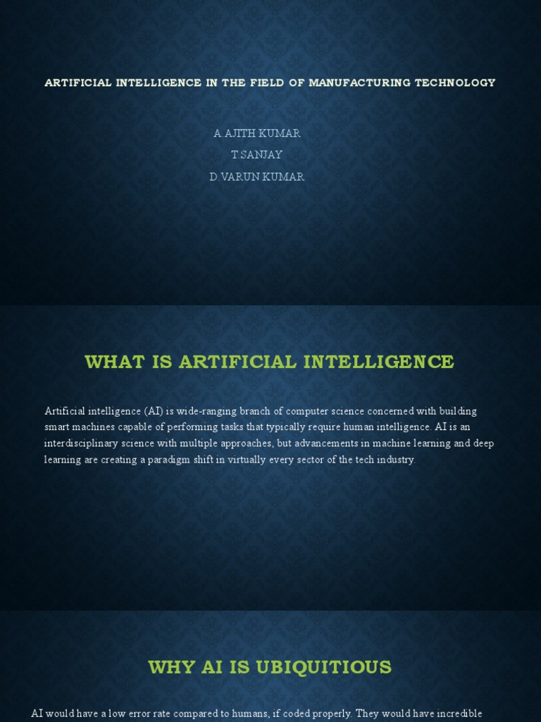 AI Transforming Manufacturing Technology | PDF | Artificial ...