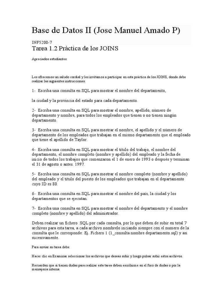 Práctica de JOINS en SQL | PDF | Crecimiento personal y profesional ...