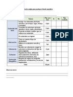 Lista de Cotejo para Evaluar El Texto Narrativo