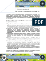 Actividad de Aprendizaje 12 Evidencia 15: Sistema de Gestión de La Seguridad y Salud en El Trabajo (SG-SST)