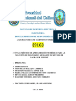 Método de Aproximación Numérica para La Solución de Polinomios Mediante El Metodo de Lagrange y Brent