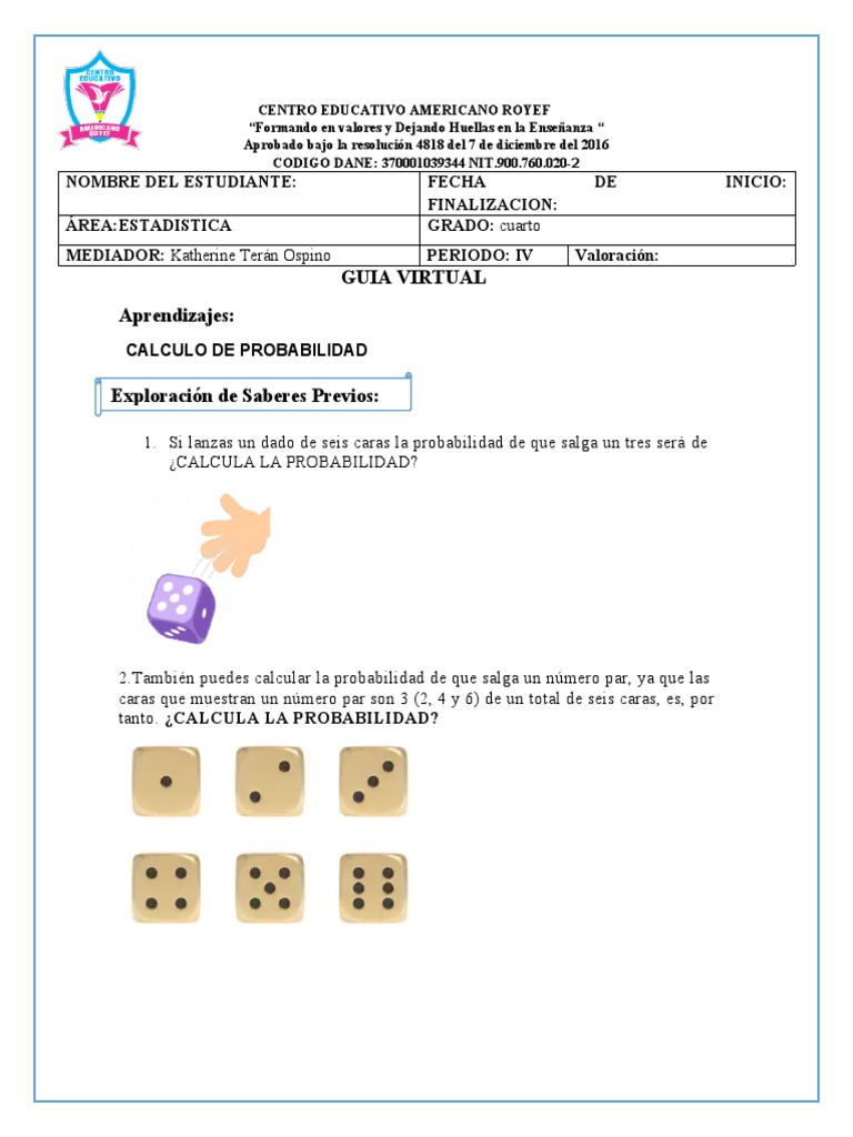 Ejercicios de Probabilidad para Cuarto Grado | PDF | Ruleta | Probabilidad