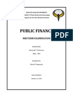 Liceo de Cagayan University Public Finance Midterm Examination