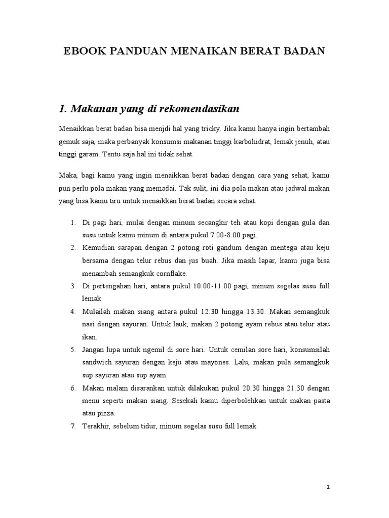 Ebook Panduan Menaikan Berat Badan PDF