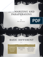 Summarizing and Paraphrasing: by Ria Nirwana