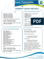 Perpetual Swimming Lesson Timetable: Infant Swimming Lessons Pre-School Swimming Lessons