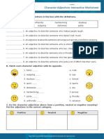 Character Adjectives Interactive Worksheet 1 PDF