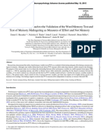 A Factor Analytic Approach To The Validation of The Word Memory Test and Test of Memory Malingering As Measures of Effort and Not Memory