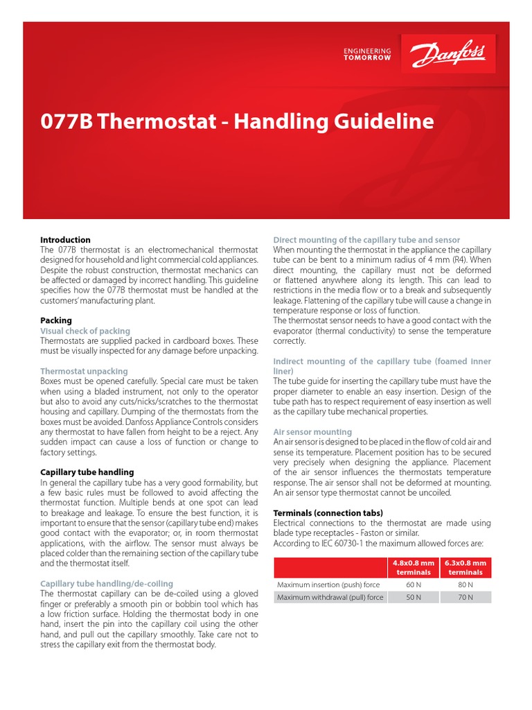 077B Thermostat Handling Guideline | PDF | Thermostat | Temperature