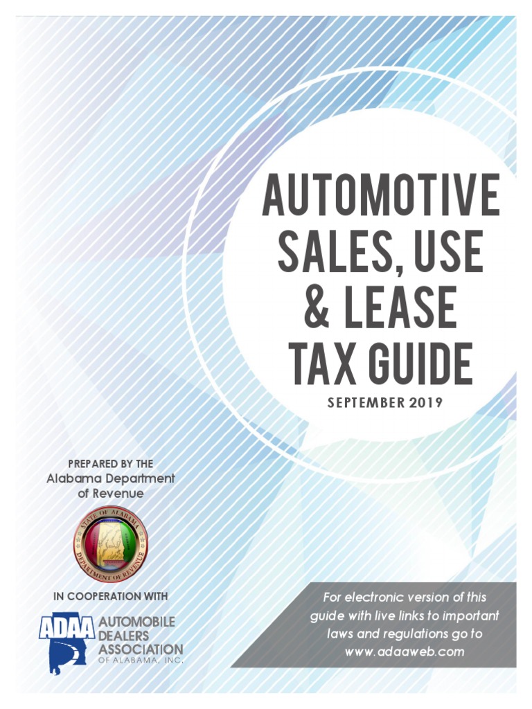 Automotive Sales, Use & Lease Tax Guide September 2019 PDF Sales