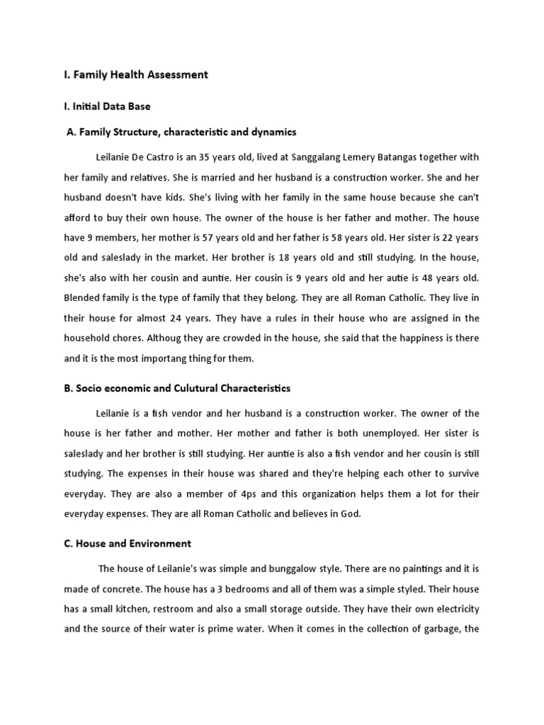 Family Health Assessment and Care Plan | PDF | Diarrhea | Foods