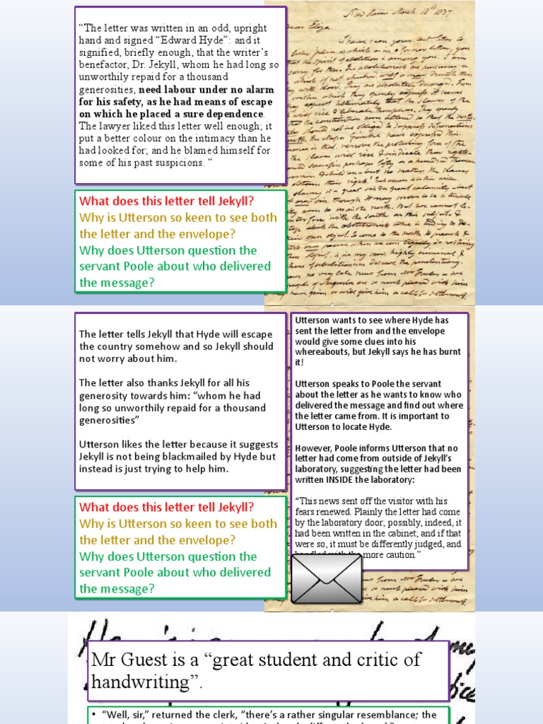 Utterson's growing suspicions The mysterious letter from Hyde to