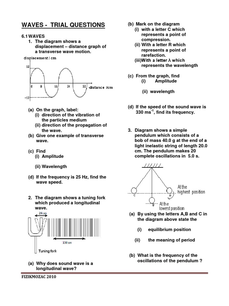 Waves and Oscillations: Trial Questions | PDF | Waves | Wavelength