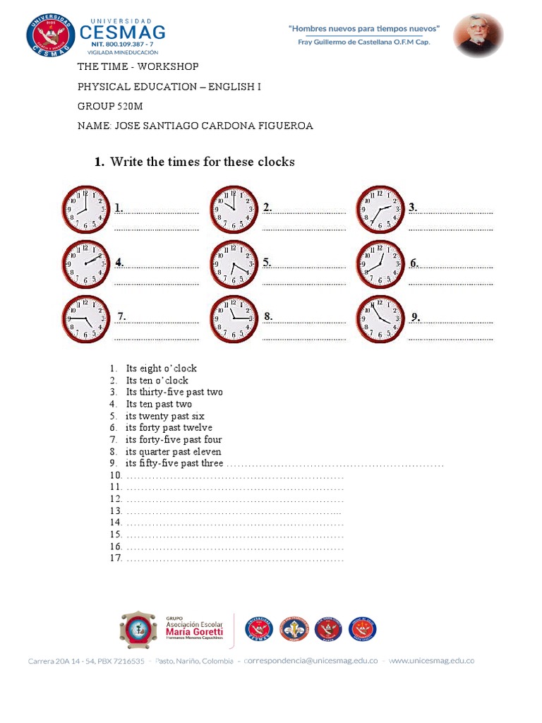 Time-Related English Workshop Exercises | PDF