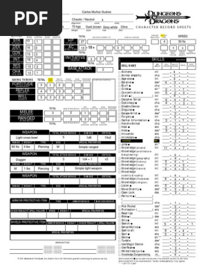 Dungeons And Dragons 3rd Edition Character Sheet Pdf Role Playing Games Dungeons Dragons