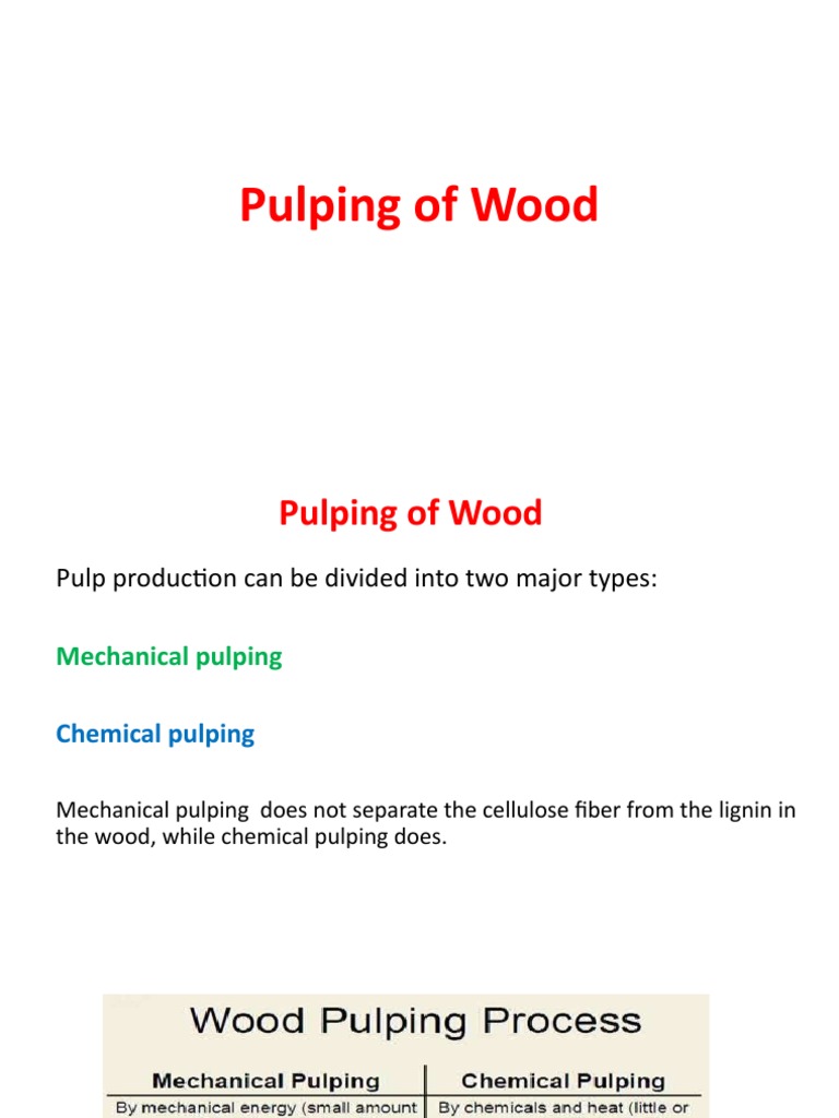 Pulping of Wood PDF Pulp (Paper) Materials