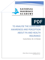 To Analyse The Consumer Awareness and Perception About Pa and Health Insurance