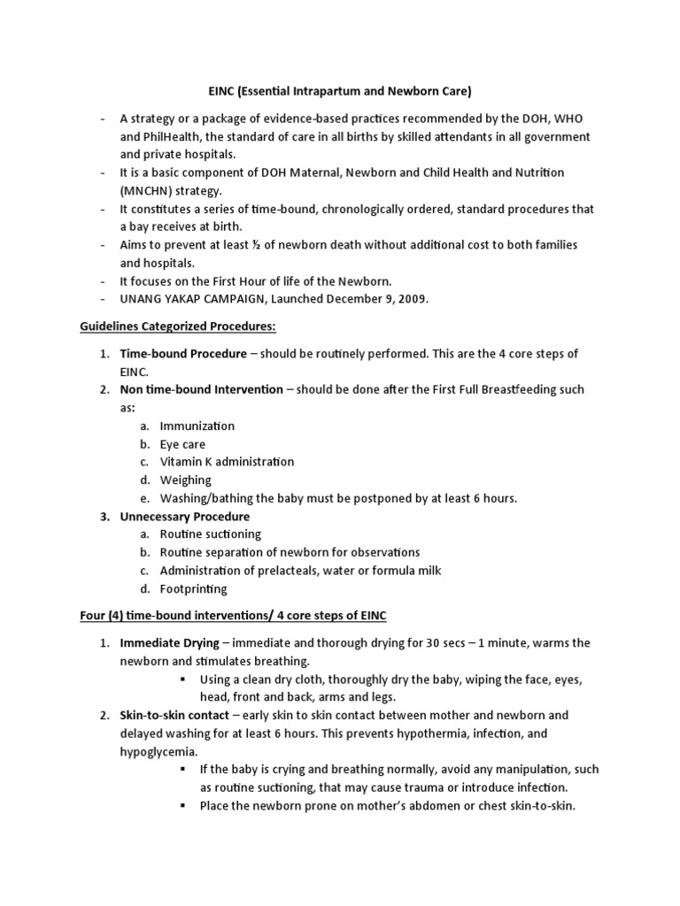 EINC (Essential Intrapartum and Newborn Care) | PDF | Nipple ...
