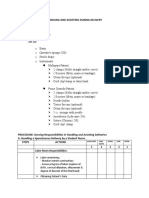 Handling and Assisting During Delivery: 5 4 3 2 1 Labor Room Responsibilities