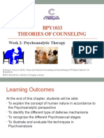 BPY1033 Theories of Counseling: Week 2: Psychoanalytic Therapy