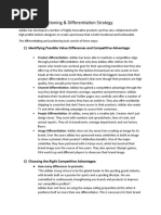 Choosing A Positioning & Differentiation Strategy: 1) Identifying Possible Value Differences and Competitive Advantage