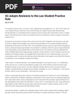 SC Adopts Revisions To The Law Student Practice Rule: July 16, 2019