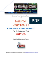 Research Methodology PH.D Entrance Test Paper 2017 B Ganpat University PDF