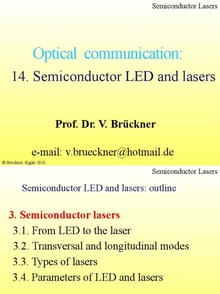 Optical Communication:: 14. Semiconductor LED and Lasers | PDF | Laser ...