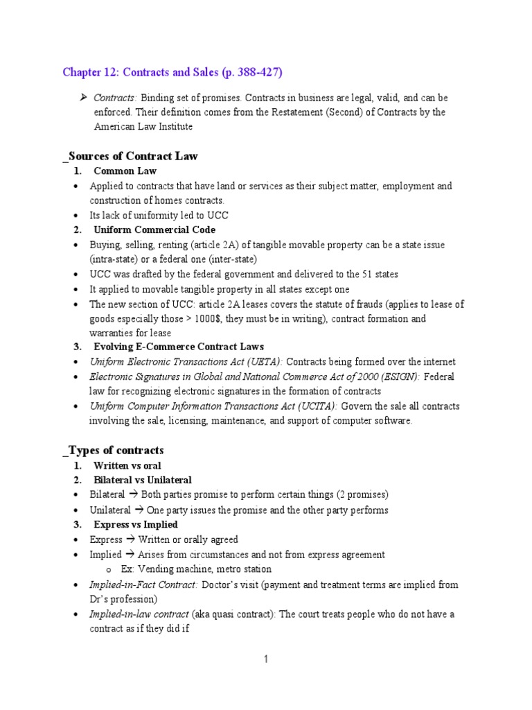 Restatement of Contracts Overview | PDF | Offer And Acceptance ...
